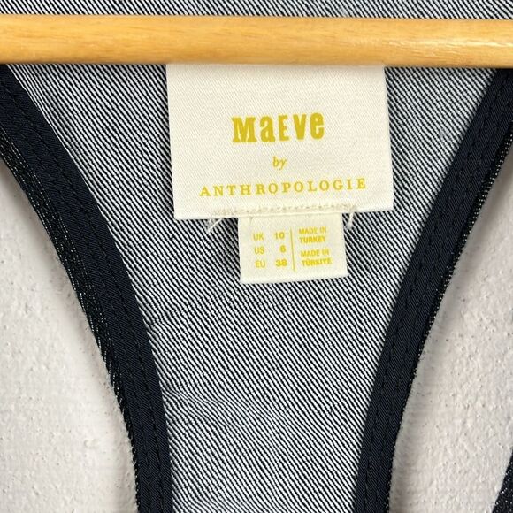 Anthropologie Maeve sleeveless racerback v-neck flare denim jumpsuit NWT Size 6 - Picture 5 of 8